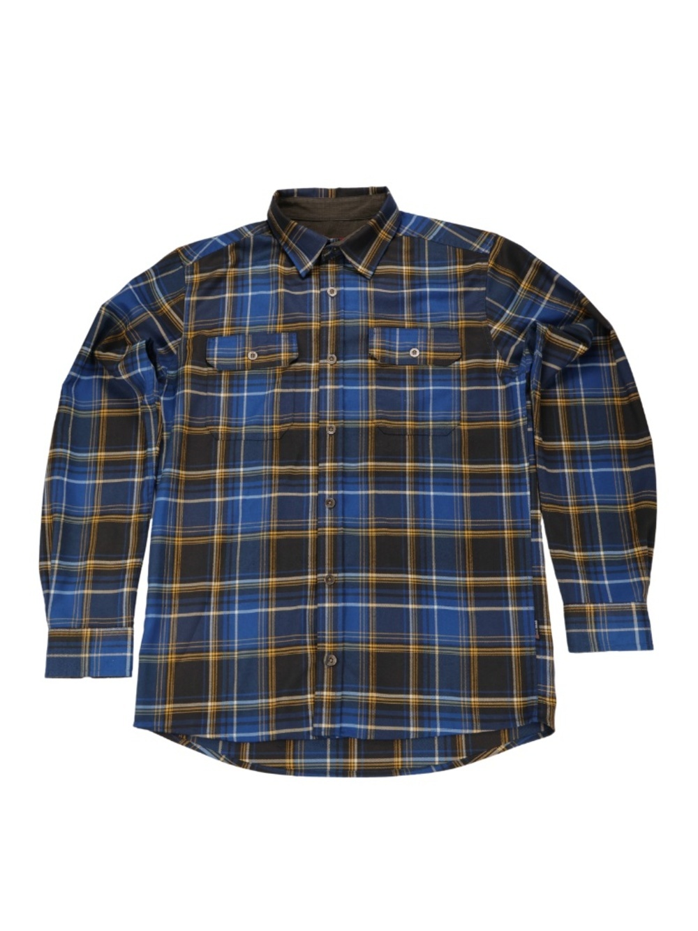 Swiss Tech Blue Plaid Button Up Shirt Mens Small Stretch Outdoor